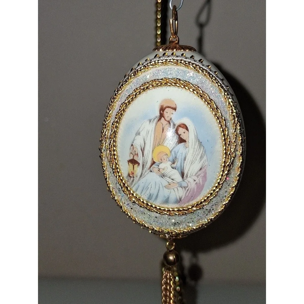 Vintage Style Nativity Holy Family Christmas Ornament 3.25